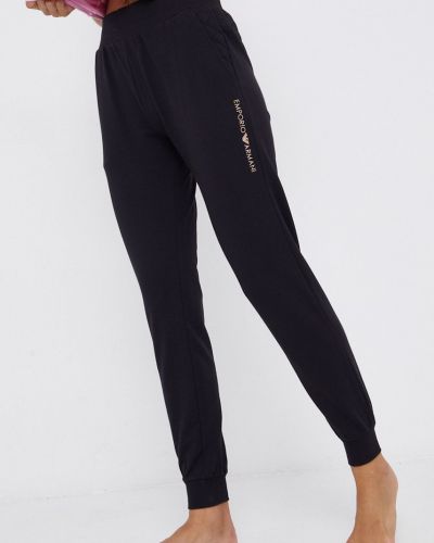 Emporio Armani Underwear Pantaloni femei, culoarea negru, material neted