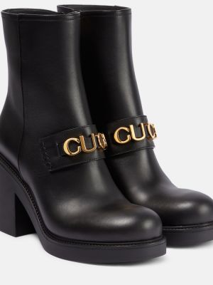 Кожени обувки до глезена Gucci черно