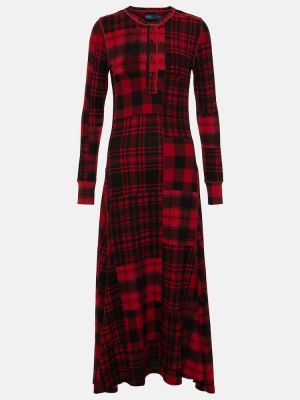 Памучна макси рокля Polo Ralph Lauren червено