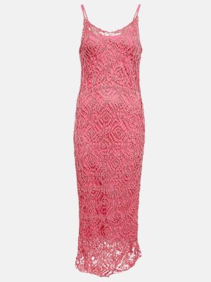 Sukienka długa ażurowa Tom Ford różowa