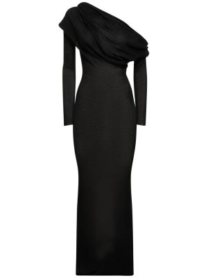 Černé vlněné dlouhé šaty Christopher Esber