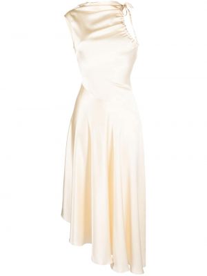 Асиметрична копринена миди рокля Elleme бяло