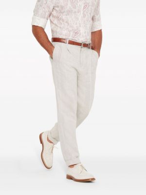 Plisované kalhoty s knoflíky Brunello Cucinelli bílé