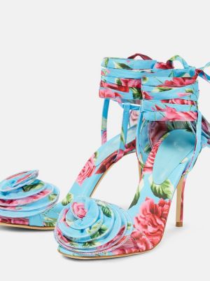 Kvetinové saténové sandále Magda Butrym modrá