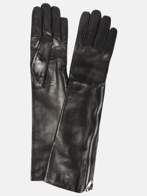 Kožené rukavice Jil Sander černé