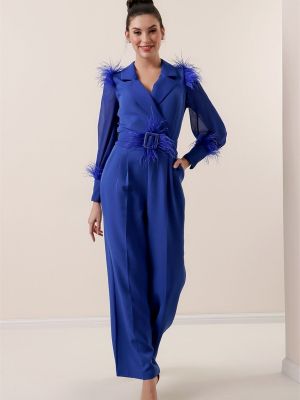 Ολόσωμη φόρμα με φτερά με τσέπες By Saygı μπλε