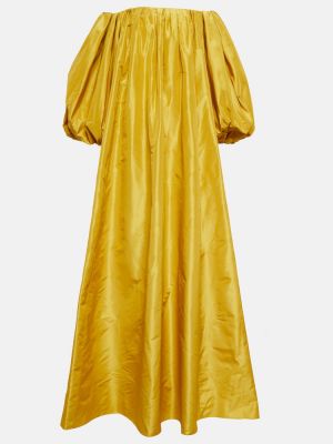 Jedwabna sukienka długa Oscar De La Renta żółta