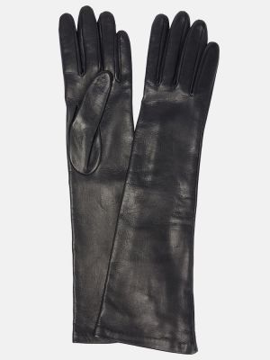 Rękawiczki skórzane Bottega Veneta czarne