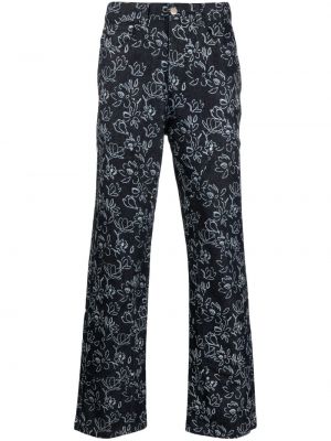 Květinové straight fit džíny s potiskem Arte modré