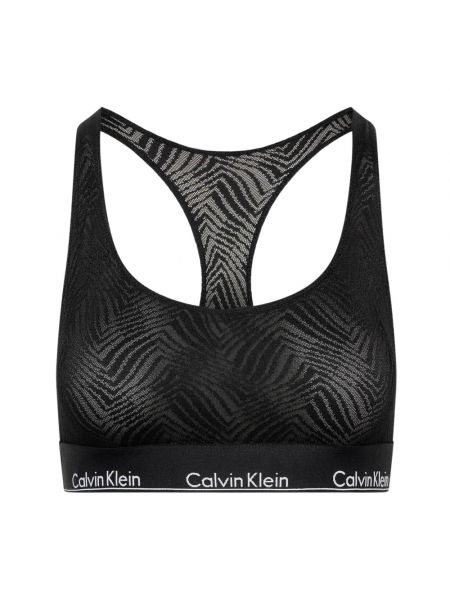 Czarny biustonosz sportowy koronkowy Calvin Klein