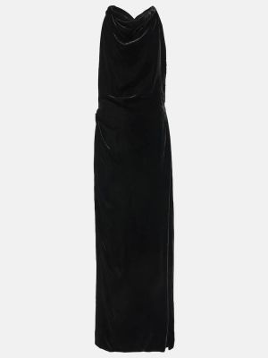 Žametna dolga obleka iz rebrastega žameta Proenza Schouler črna