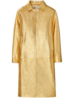 Bőr kabát Tory Burch aranyszínű