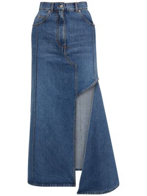 Jupe en jean en coton asymétrique Alexander Mcqueen bleu