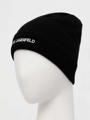 Dzianinowa czapka z daszkiem Karl Lagerfeld czarna