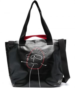 Τσάντα shopper με σχέδιο Plan C μαύρο