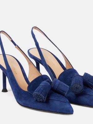 Slingback mocka pumps Gianvito Rossi blå