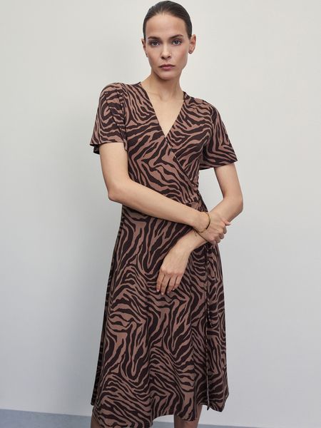 Платье миди с коротким рукавом Zarina коричневое