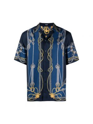 Jedwabna koszula Versace niebieska