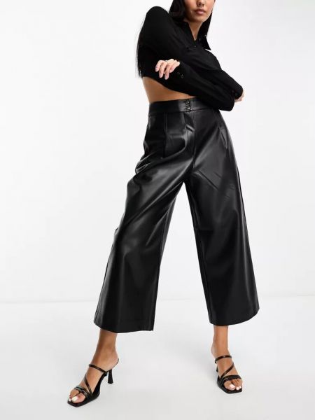 Кожаные брюки из искусственной кожи French Connection черные