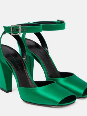 Sandały na szpilce skórzane na obcasie Victoria Beckham - zielony