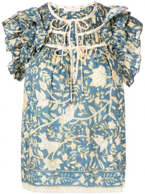 Trykt floral bluse Ulla Johnson blå