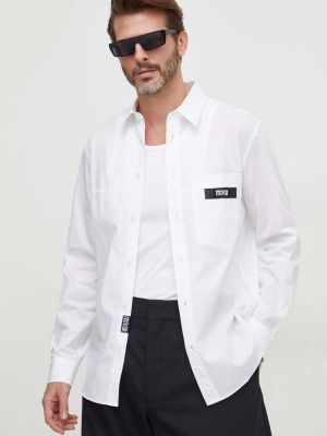 Pamučna traper košulja Versace Jeans Couture bijela
