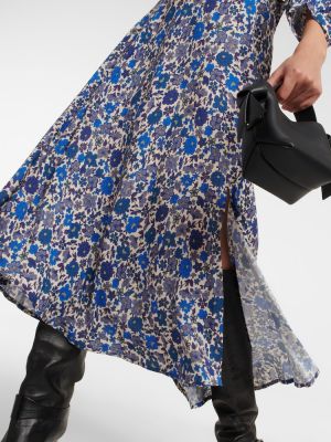 Aksamitna spódnica midi w kwiatki Velvet niebieska