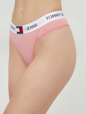 Stringi koronkowe Tommy Jeans różowe
