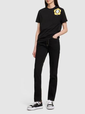 Bavlnené priliehavé džínsy s rovným strihom Kenzo Paris čierna