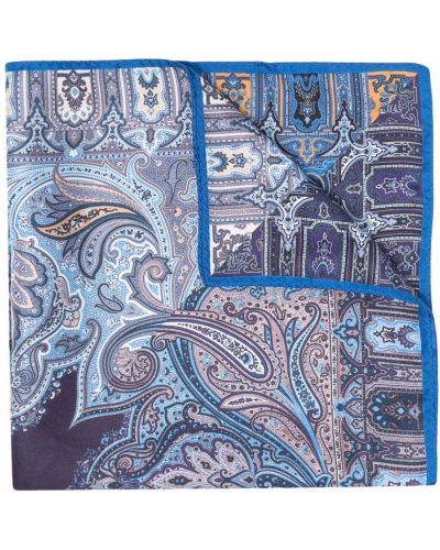 Bufanda de seda de cachemir con estampado de cachemira Etro azul