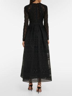 Βαμβακερή μάξι φόρεμα με δαντέλα Elie Saab μαύρο