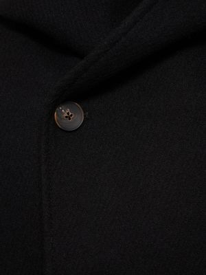 Kapucnis gyapjú kabát Bottega Martinese fekete