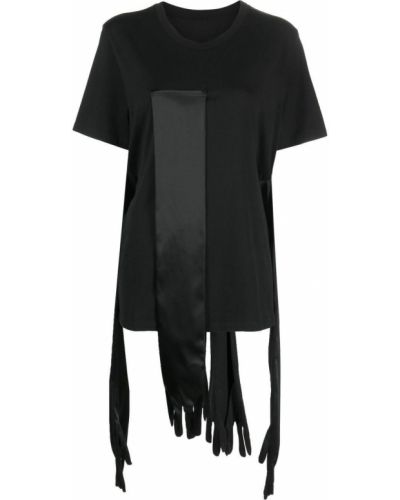 Drapiruotas marškinėliai satininis Mm6 Maison Margiela juoda