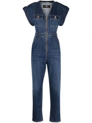 Denim jumpsuit i bomull Elisabetta Franchi blå