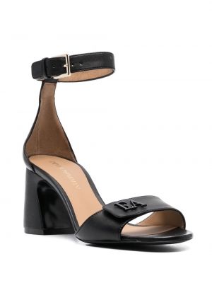 Kožené sandály s přezkou Emporio Armani černé