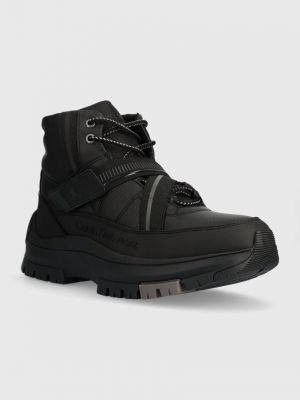 Trekking čevlji z vezalkami s čipko Calvin Klein Jeans črna