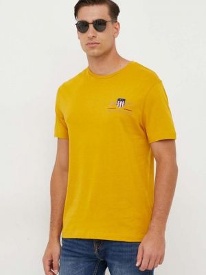 Хлопковая футболка Gant желтая