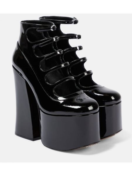 Lakierowane ankle boots skórzane na platformie Marc Jacobs czarne