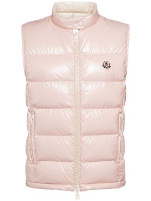 Péřová vesta z nylonu Moncler růžová