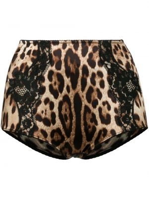 Leopardí kalhotky s potiskem Dolce & Gabbana hnědé