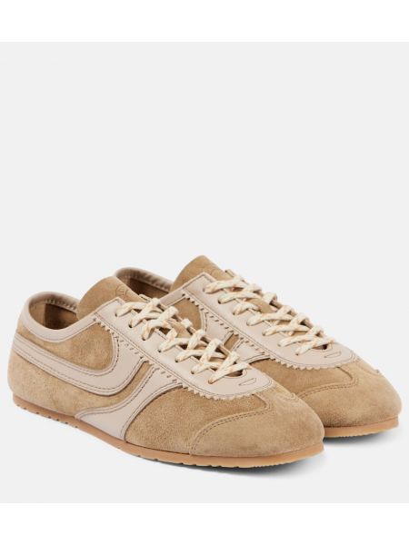 Læder ruskind top Dries Van Noten beige