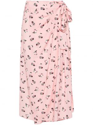 Svilena suknja s cvjetnim printom s printom P.a.r.o.s.h. ružičasta