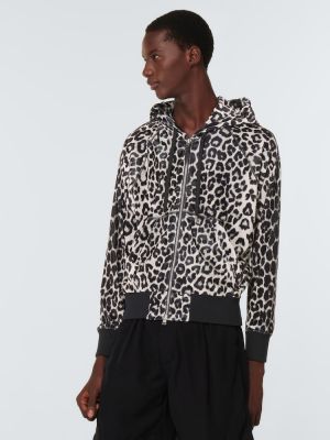 Raštuotas veliūrinis džemperis su gobtuvu leopardinis Tom Ford juoda