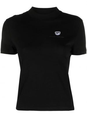 Bavlněné tričko s výšivkou Chiara Ferragni černé