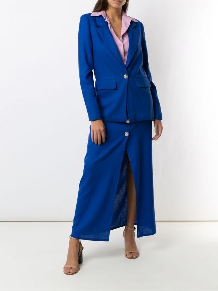Lněné sukně s knoflíky Adriana Degreas modré