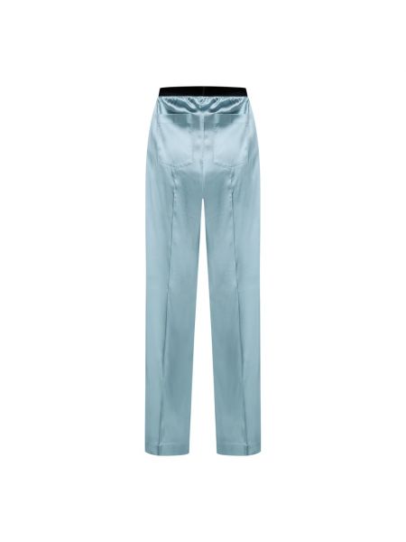 Pantalones rectos de seda Tom Ford azul
