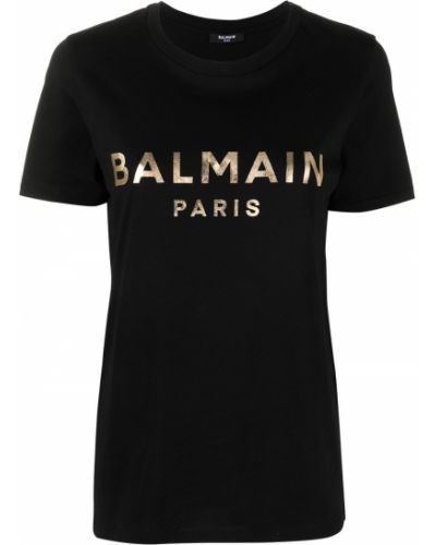 Koszulka z nadrukiem Balmain czarna