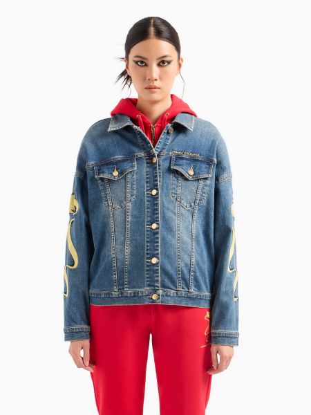 Хлопковая джинсовая куртка Armani Exchange синяя