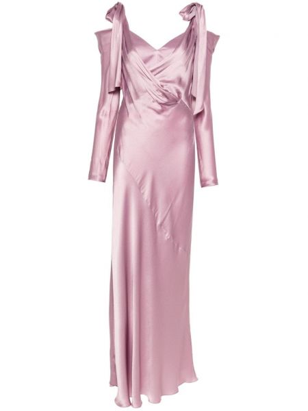 Satin gerades kleid mit drapierungen Alberta Ferretti pink