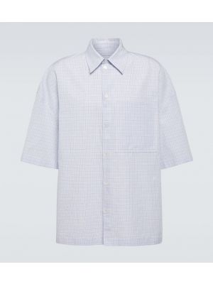 Kockovaná bavlnená ľanová košeľa Bottega Veneta